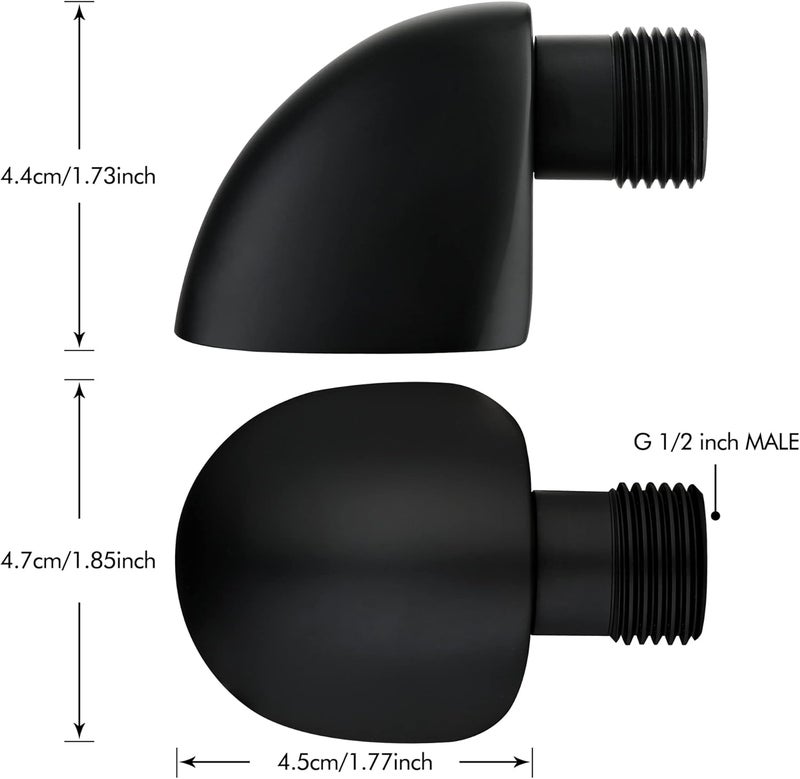 Lavatrum محول جدار من النحاس الأصفر 100% مع صمام فحص، 1/2" محول خرطوم دش، أسود غير لامع - Image 4